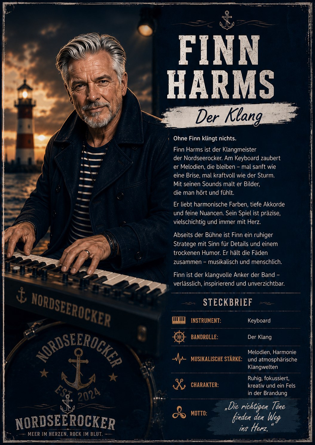 Portrait von Finn Harms im neuen maritimen Look